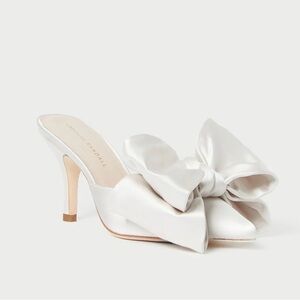 Loeffler Randall Margot Cream Satin Bow Mule